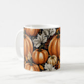 Rustikalisches Herbst Kürbis Laub Muster Kaffeetasse (Vorderseite Links)