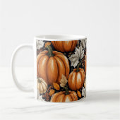 Rustikalisches Herbst Kürbis Laub Muster Kaffeetasse (Links)