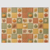 Rustikalisches Herbst-Patchwork-Kürbis-Decoupage Seidenpapier (Vorderseite)