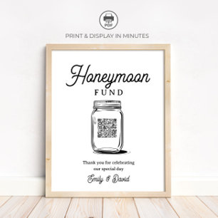 Rustikalisches Hochzeitsgeschenkglas mit QR-Code-S Poster