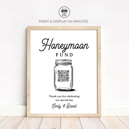 Rustikalisches Hochzeitsgeschenkglas mit QR-Code-S Poster