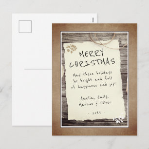Rustikalisches Holz Altpapier Schrift Frohe Weihna Feiertagspostkarte