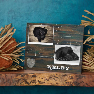 Rustikalisches Holz mit Herz Haustier Hund 2 Foto- Fotoplatte