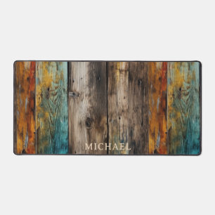 Rustikalisches Holz mit personalisiertem Namen bem Schreibtischunterlage