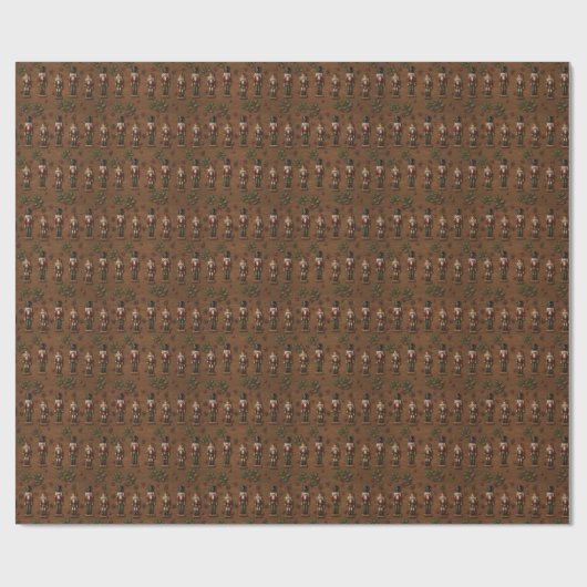 Rustikalisches Holz- & Nussknacker-Weihnachtspapie Geschenkpapier (Flach)