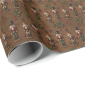Rustikalisches Holz- & Nussknacker-Weihnachtspapie Geschenkpapier (Rolleneckpunkt)