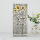 Rustikalisches Holz-Sonnenblumen-elegantes Spitzen Programm (Stehend Vorderseite)