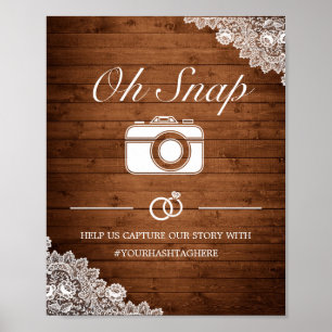 Rustikalisches Holz & Weißspitze Hochzeitsschild Poster