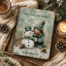 Rustikalisches kleines Mädchen Schneemann Winter J