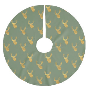 Rustikalisches Olivgrün Goldhirsch Weihnachten Polyester Weihnachtsbaumdecke
