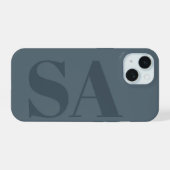 Rustikalisches Staubblau Wasserfarbe Minimal Moder iPhone 15 Hülle (Rückseite (Horizontal))