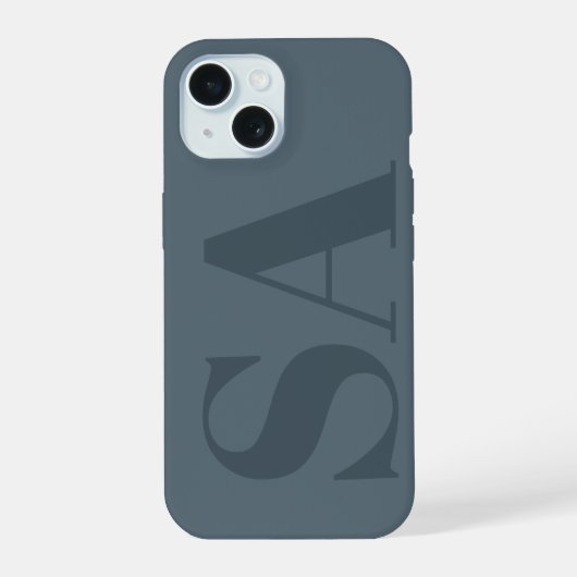 Rustikalisches Staubblau Wasserfarbe Minimal Moder iPhone 15 Hülle (Rückseite)