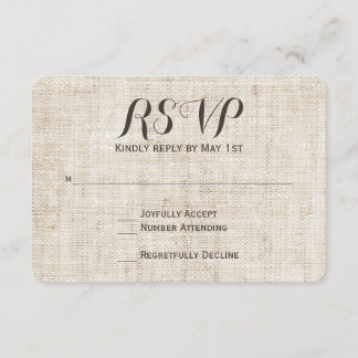 Rustikalisches Vintage-Linenvorlagen-Hochzeits-RSV RSVP Karte