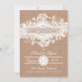 RUSTIKBURLAP VINTAGE BLUME SAVE THE DATE (Vorderseite)