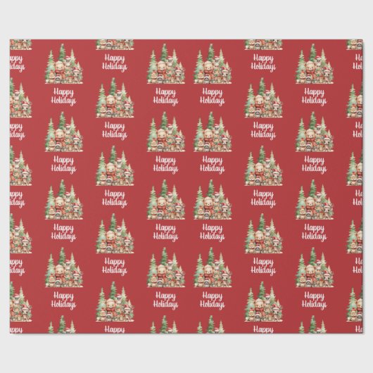 RUSTIKCHRISTMAS HOLZTIERE GESCHENKPAPIER (Saum)