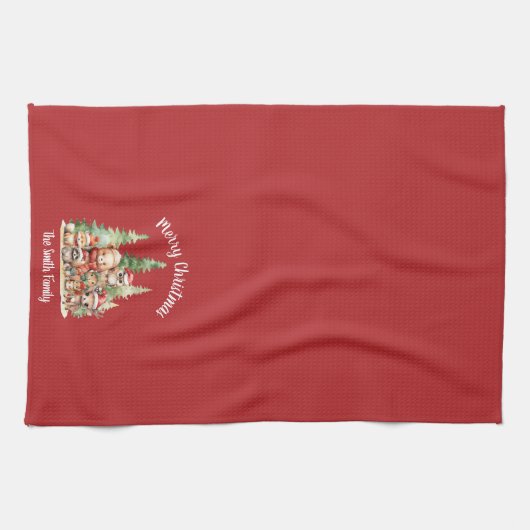 RUSTIKCHRISTMAS HOLZTIERE GESCHIRRTUCH (Horizontal)