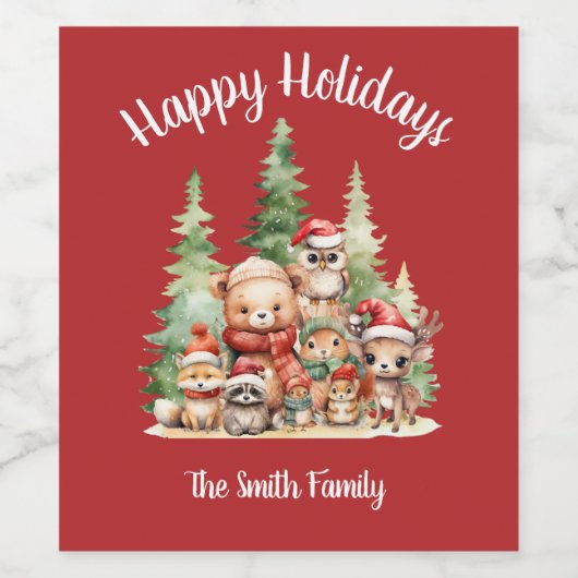 RUSTIKCHRISTMAS HOLZTIERE WEINETIKETT (Einzelnes Label)