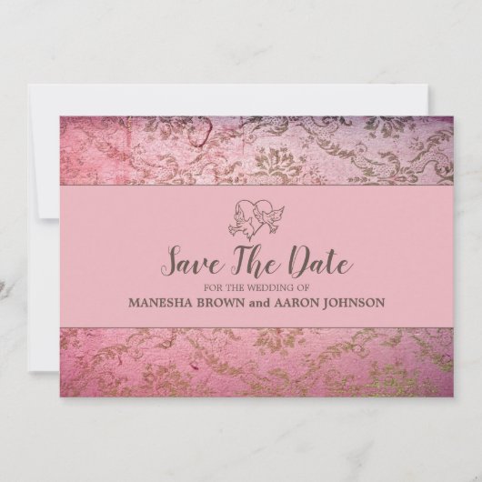 RUSTIKPINK - Save the Date flache Karte (Vorderseite)