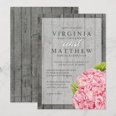 RUSTIKPINKHYDRANGEAS WEDERINVITATION EINLADUNG (Vorne/Hinten)