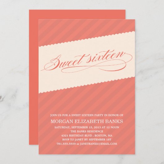 RUSTIKSTREIFEN | EINLADUNG 16 . GEBURTSTAG (Vorne/Hinten)