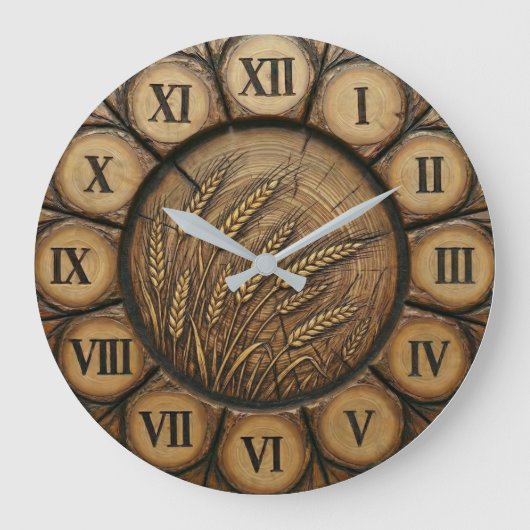Rustikuöse Weizenhalme Wanduhr | Farmhouse-Dekor (Vorderseite)