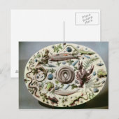 Rustique Figuline' Schale mit weißem Hintergrund Postkarte (Vorne/Hinten)