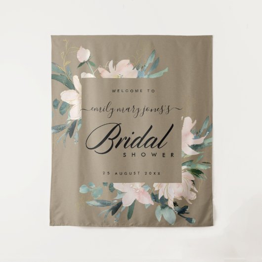 RUSTISCH BLUSH FLORAL KRAFT BRAUTPARTY WILLKOMMEN WANDTEPPICH (Vorderseite)