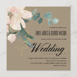 RUSTISCH BLUSH FLORAL KRAFT BUNCH WASSERCOLOR WEDD EINLADUNG