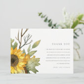 RUSTISCH GELBE SONNENBLUMENFLÜSSE WASSERFARBE DANKESKARTE (Stehend Vorderseite)
