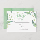 RUSTISCH Grüne Aquarellfolie RSVP-Karte RSVP Karte (Vorne/Hinten)