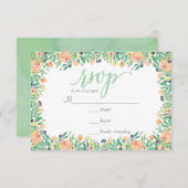 RUSTISCH Grüne Aquarellpinkerinnen RSVP-Karte RSVP Karte (Vorne/Hinten)