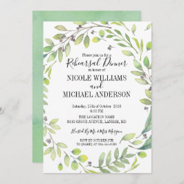 RUSTISCH Grünes Aquarell Probe Abendessen Einladung