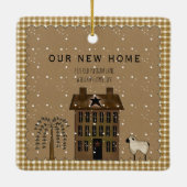 RUSTISCH NEUES ZUHAUSE SALTBOX HAUS PERSONALISIERT KERAMIKORNAMENT (Rückseite)