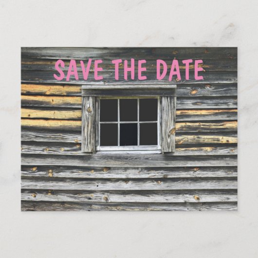 RUSTISCH SAVE THE DATE POSTCARDS, KABIN ANKÜNDIGUNGSPOSTKARTE (Vorderseite)