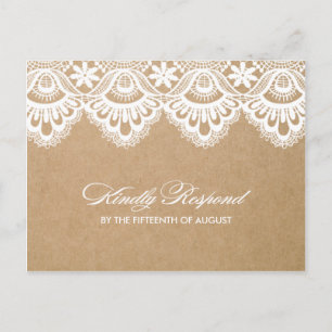 RUSTISCH   WEDD RSVP POST CARD EINLADUNGSPOSTKARTE