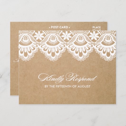 RUSTISCH | WEDD RSVP POST CARD EINLADUNGSPOSTKARTE (Vorne/Hinten)