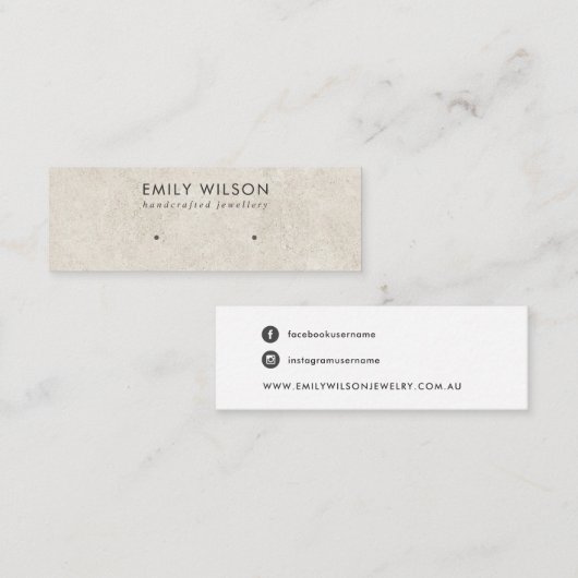 RUSTISCH-WEISS-GRAY-STUCCO-STUD-OHRENANZEIGE MINI VISITENKARTE (Vorne/Hinten)