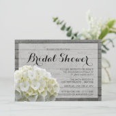 RUSTISCH WEISSES HYDRANGEAS BRAUTPARTY EINLADUNG (Stehend Vorderseite)