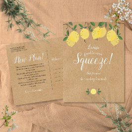 Rustische Änderung des Brautparty Datum verschoben Postkarte