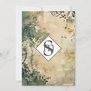 * Rustische AR26 Forest Monogram QR UAWG Wedding Einladung