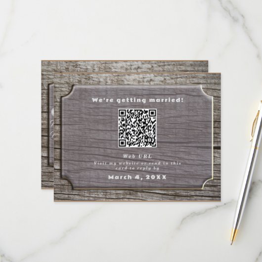 Rustische Baumstruktur RSVP Karte (Vorderseite/Rückseite Beispiel)