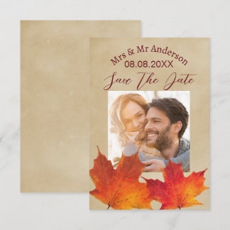Rustische Blätter Hochzeit im Herbst Herbst Save t The Date
