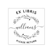 Rustische Blätter Skriptfamilie Ex Libris Buch Gummistempel (Prägung)
