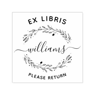 Rustische Blätter Skriptfamilie Ex Libris Buch Permastempel