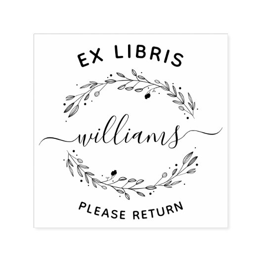 Rustische Blätter Skriptfamilie Ex Libris Buch Permastempel (Design)