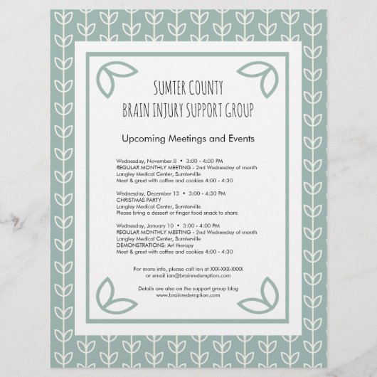 Rustische Blätter Support Group Newsletter Flyer (Vorne)