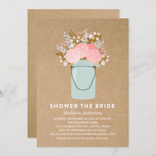 RUSTISCHE BLUME | BRIDAL SHOWER EINLADUNG (Vorne/Hinten)