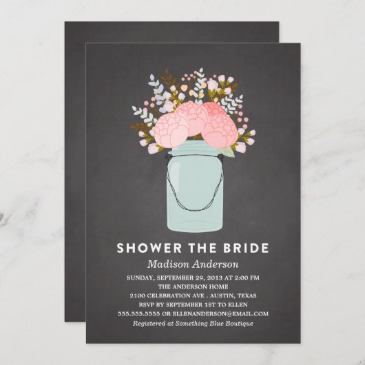 RUSTISCHE BLUME | BRIDAL SHOWER EINLADUNG (Vorne/Hinten)