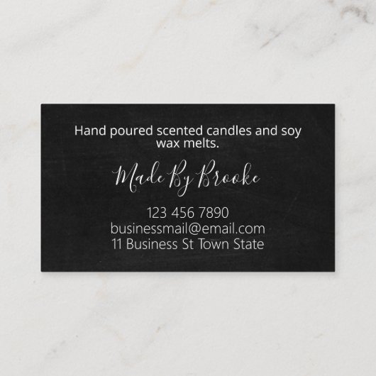 Rustische Blume handgefertigte Kerzen und Sojabohn Visitenkarte (Rückseite)