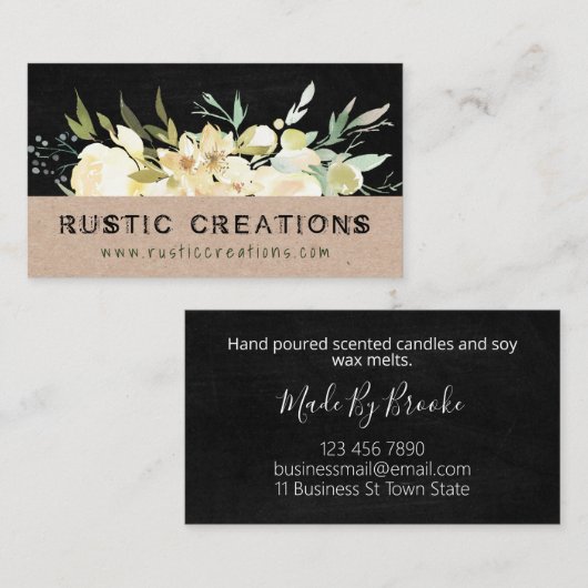 Rustische Blume handgefertigte Kerzen und Sojabohn Visitenkarte (Vorne/Hinten)